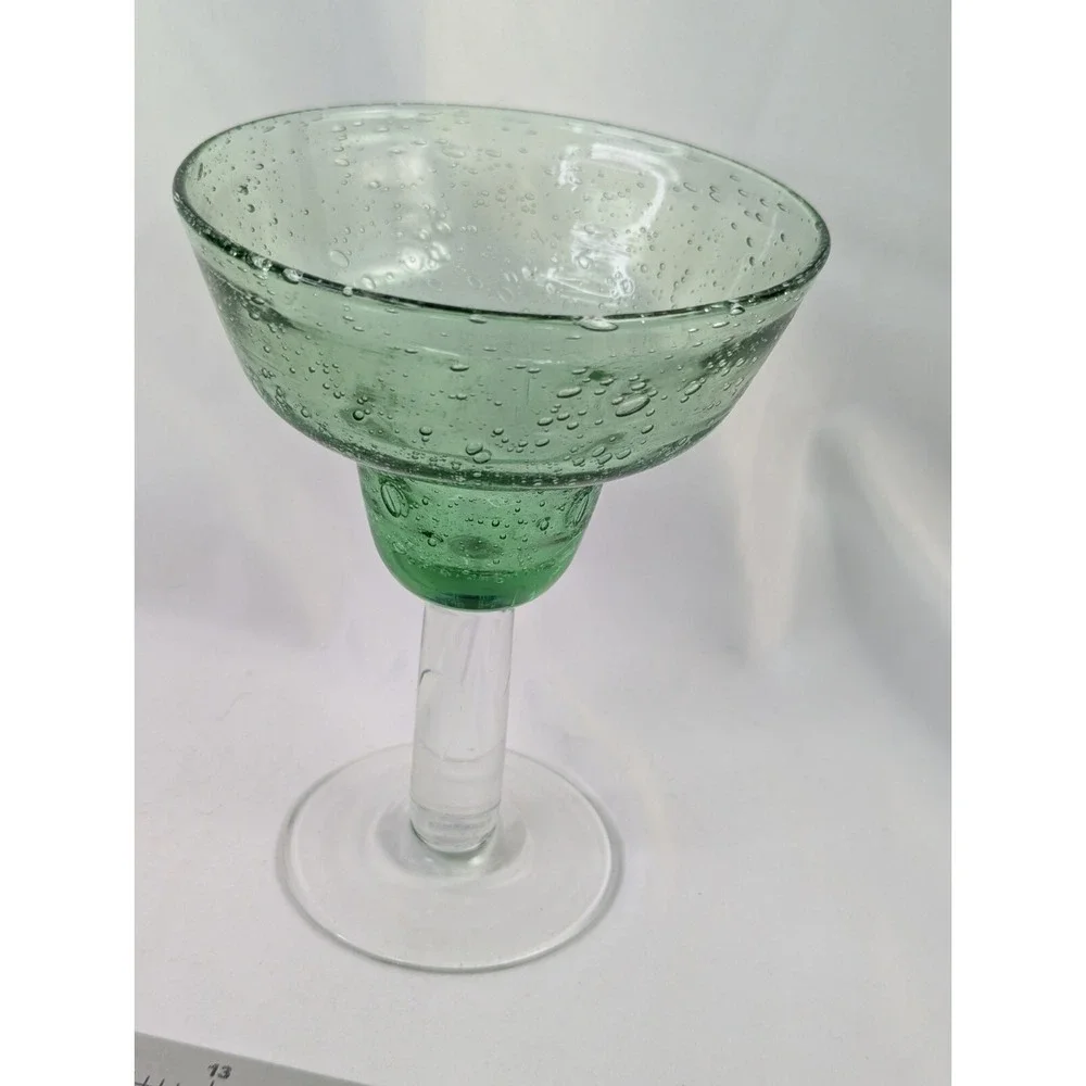 Green Glass‎ Bubbles Margarita Goblet
